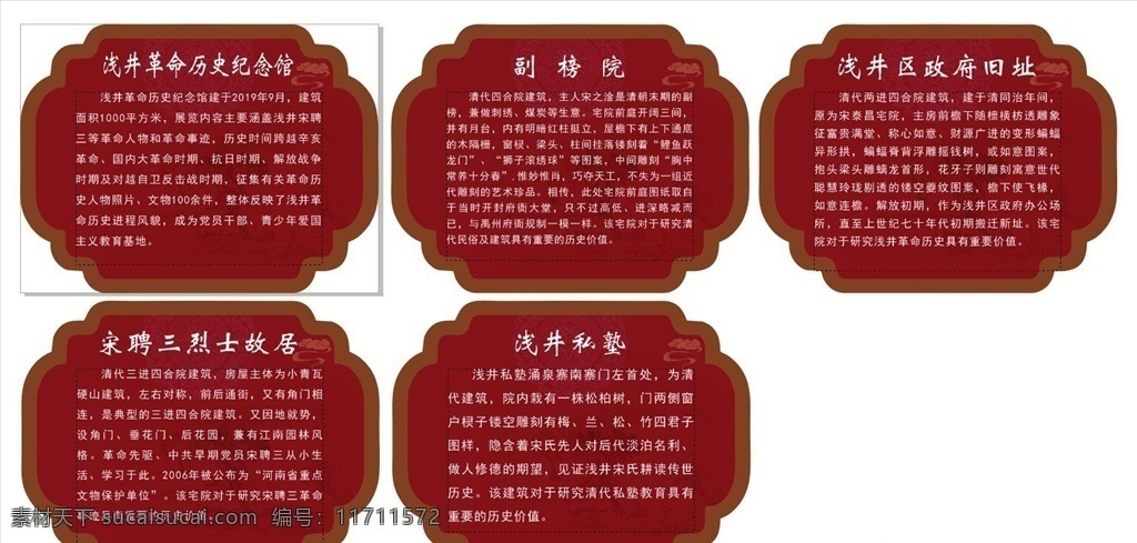小牌子 异形版面 中国风版面 纪念馆说明 历史简介