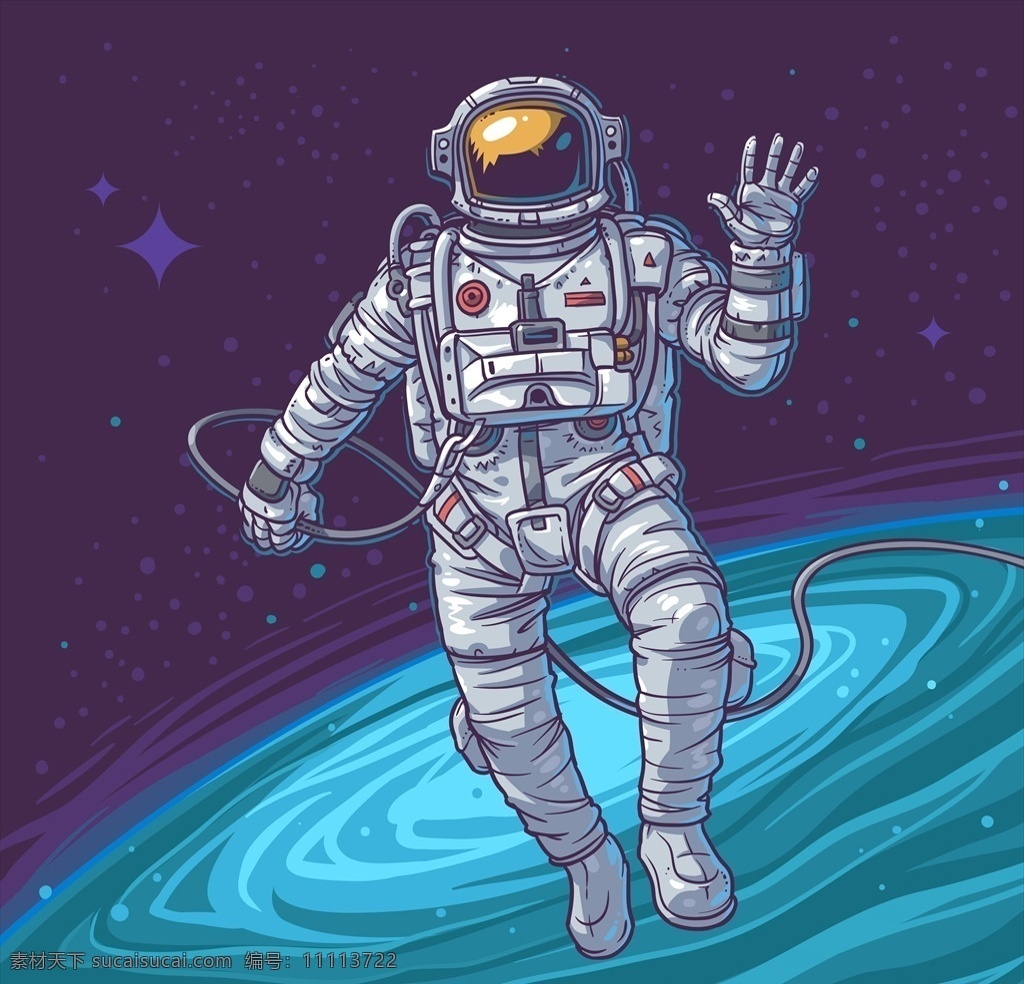 宇航员 主题 插画 太空 宇宙 插图 创意 手绘 图案 印花 宇航 探索 外太空 动漫动画