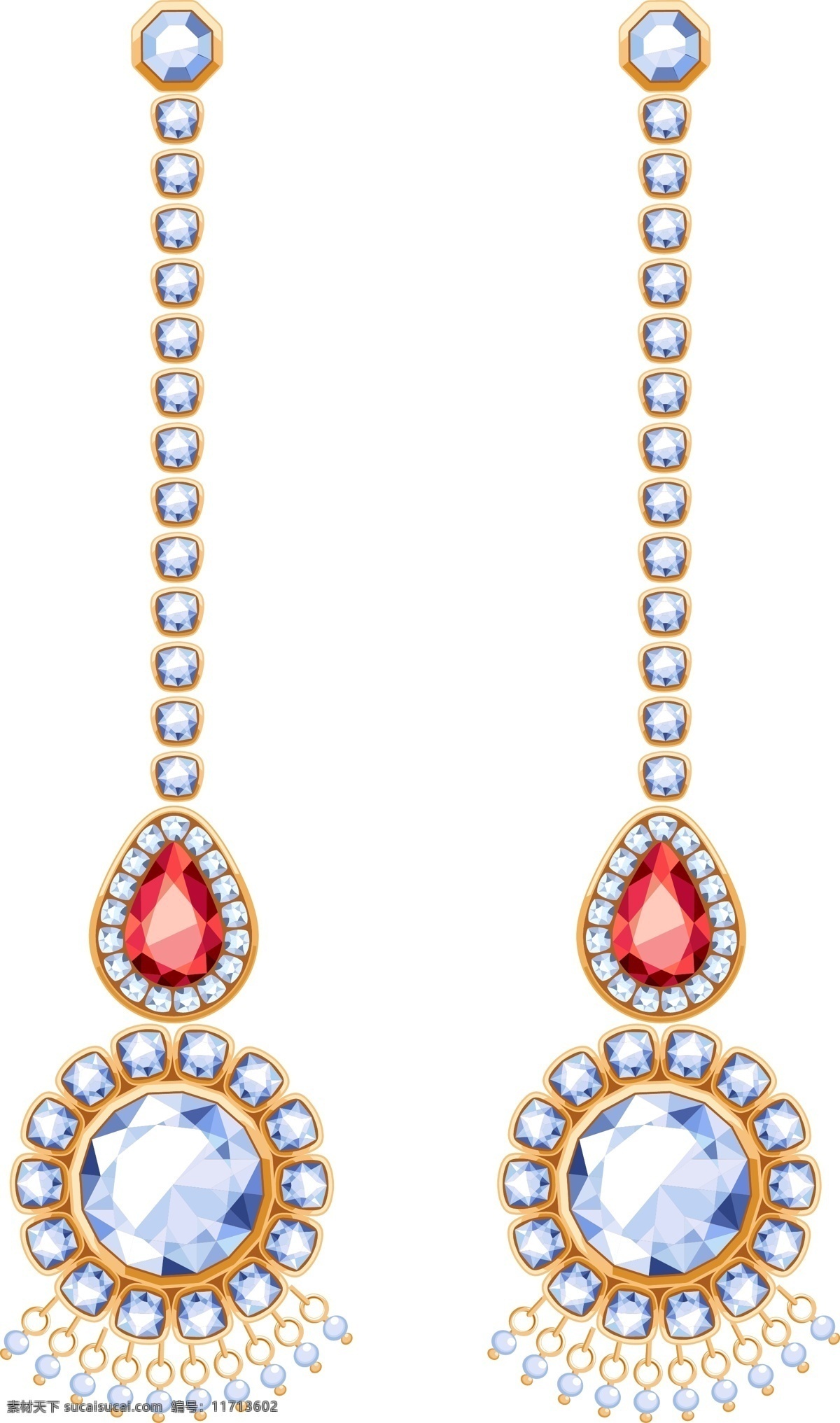 矢量 钻石 珠宝 项链 首饰 装饰 商用 元素 设计元素 可商用 耳钉 耳环