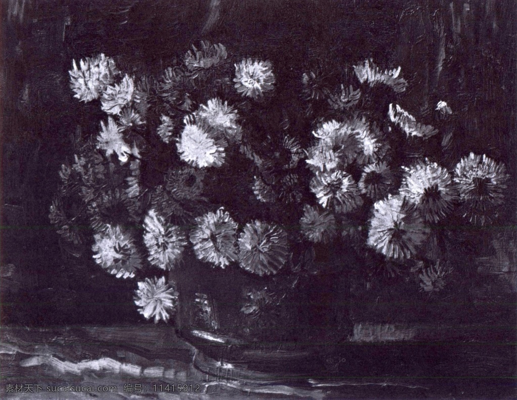 黑白 抽象 植物 盆栽 静物 油画 装饰 画画 芯 静物油画 装饰画 挂画 简约 无框画