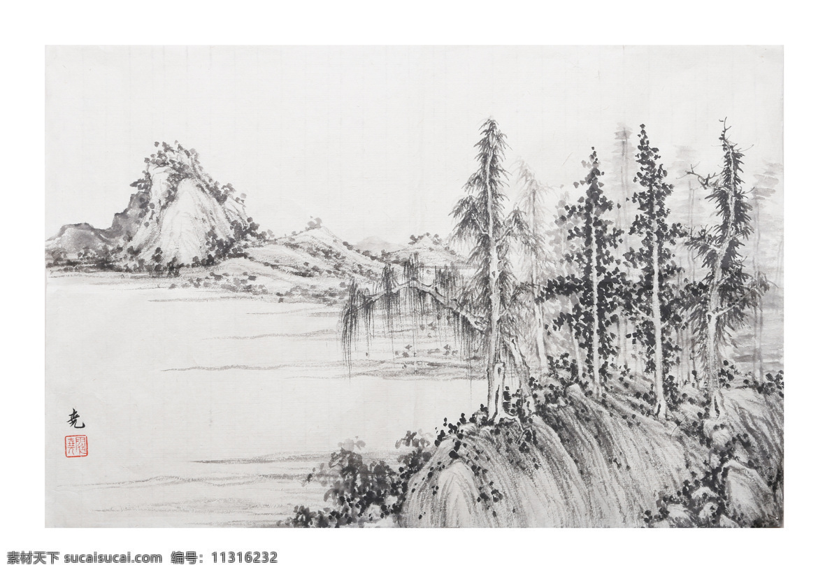 溪岸图 山水画 水墨山水画 山水国画 风景画 工笔山水画 山水风景 古画 国画 文化艺术 绘画书法