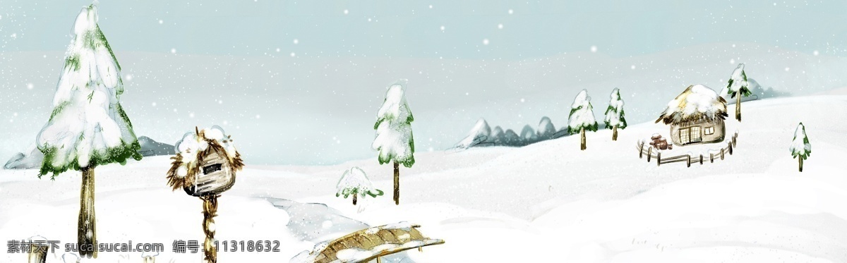 冬季 雪地 风景 banner 背景 psd素材 大雪 氛围 模板下载 冬天 模板 广告背景 海报背景 雪地背景