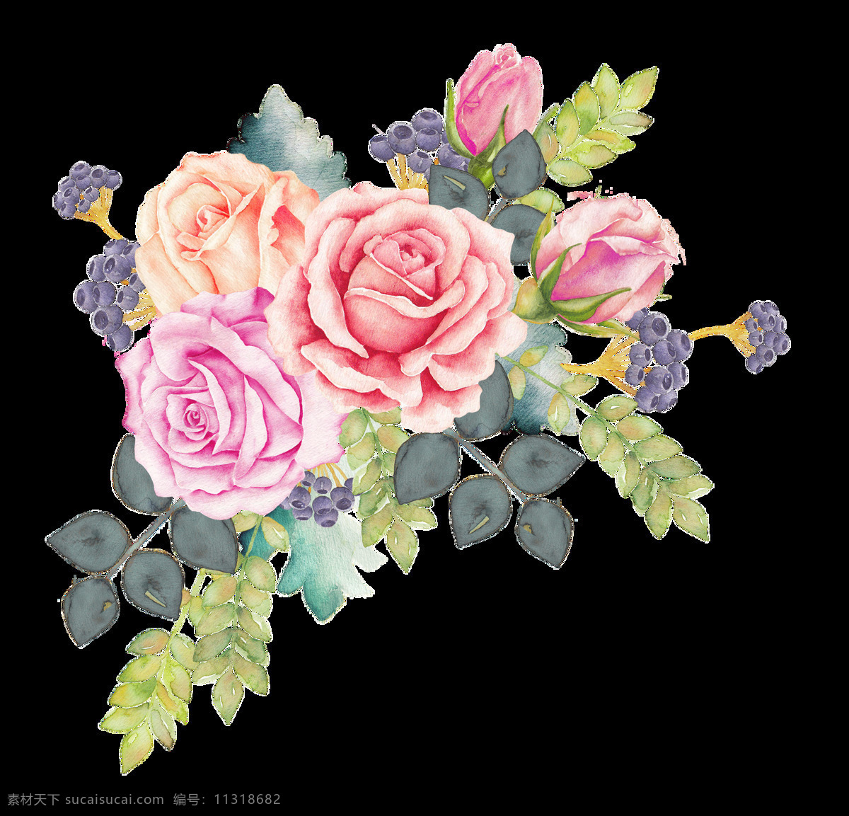 水彩 鲜花 透明 合集 免 扣 白色 插画 粉色 红色 花簇 花朵 花卉 黄色 卡通 蓝色 绿色 绿叶