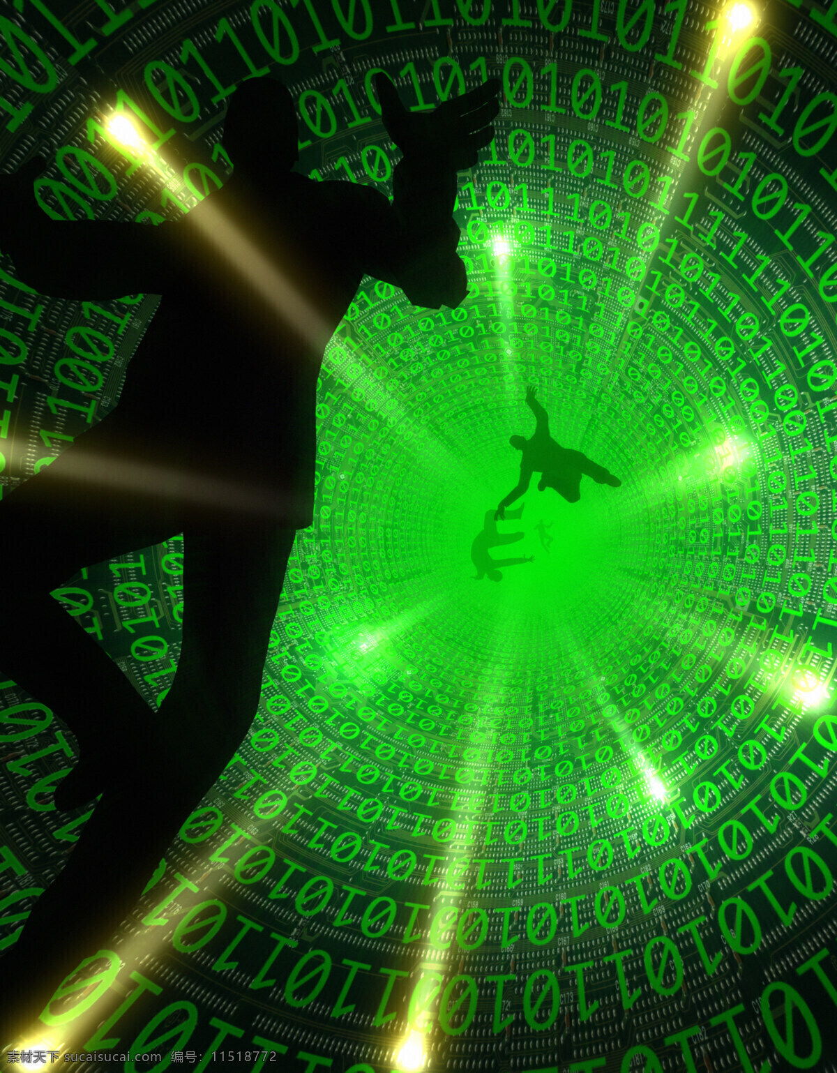 科幻空间 绿光 发光 高光 人 人影 人物 科幻 空间 线条 数码 符 背景 底纹 字母 蓝色底 现代科技 抽象