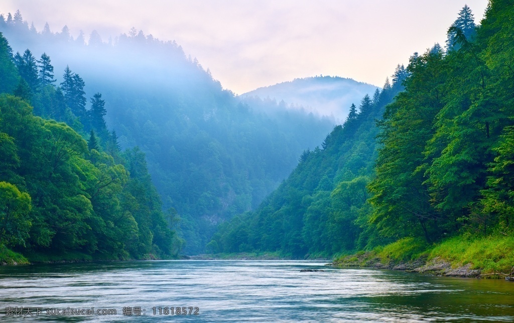 高山 森林 峡谷 天空 白云 高山流水 湖泊 河流 树林树木 山水风景 自然景观