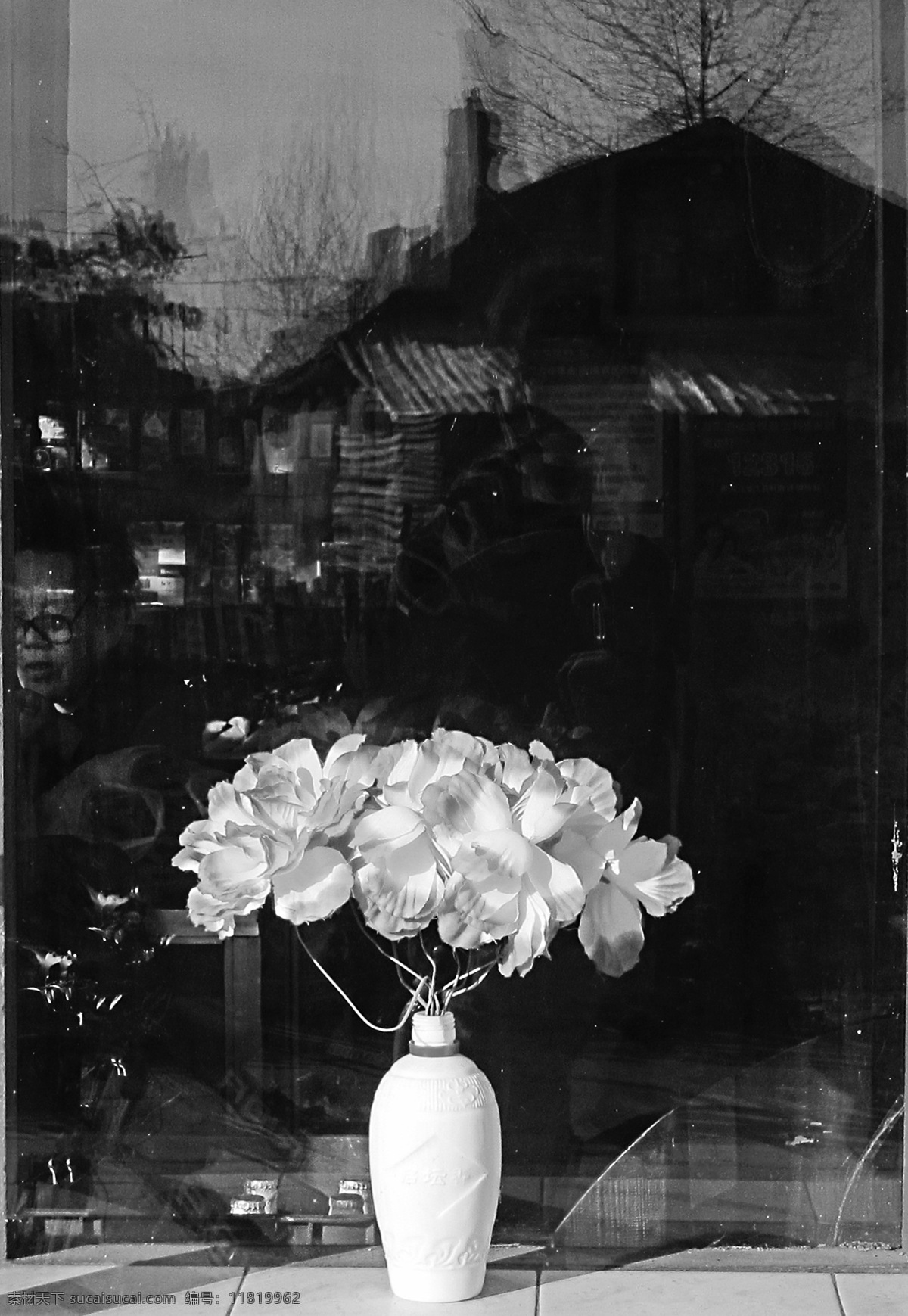黑白花摄影 花 黑白 摄影语言 白花 花瓶 房子 花草 生物世界 黑色