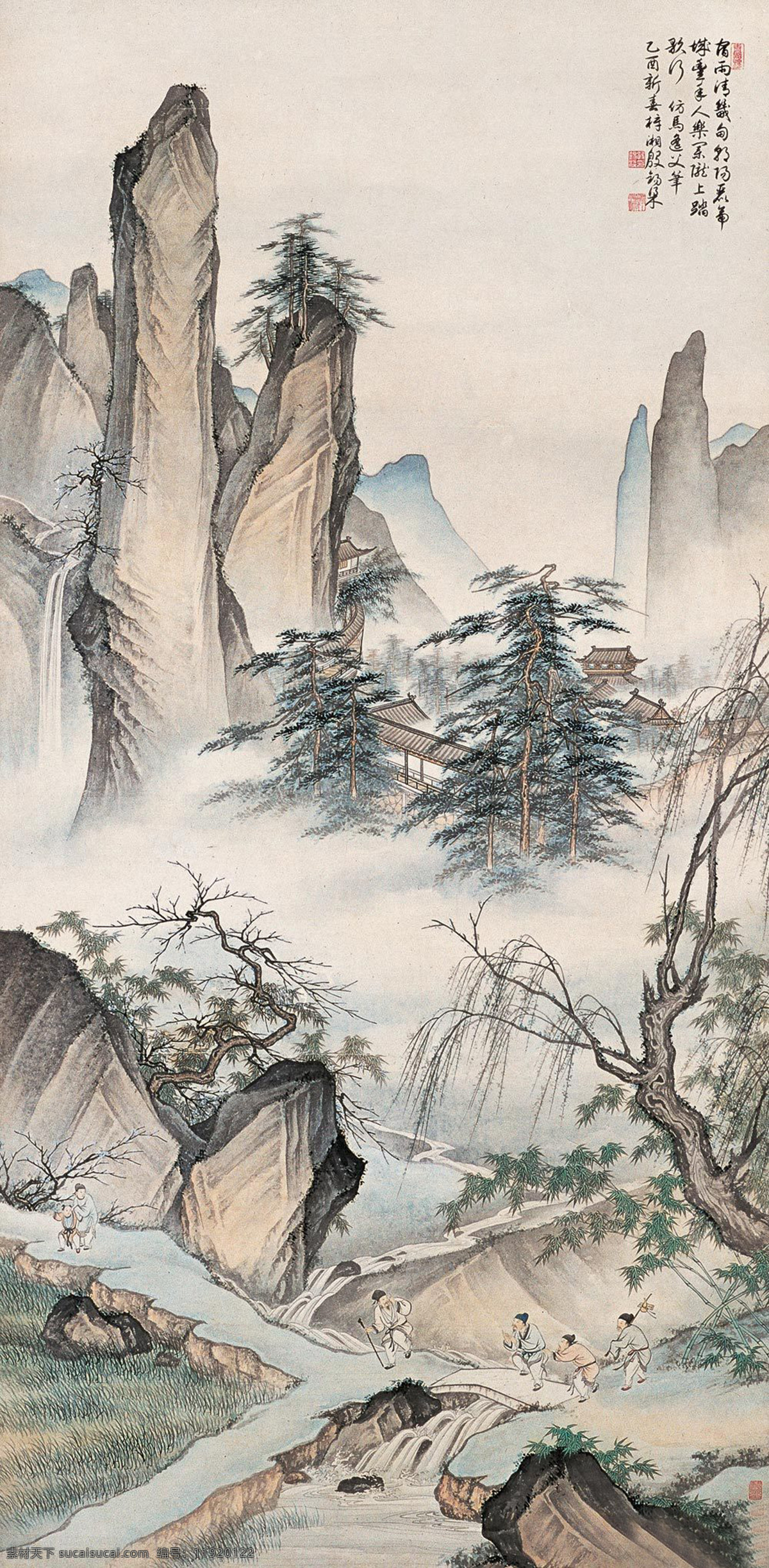 近现代 山水画 精选 古画 近代绘画国画 书画 殷梓湘 文化艺术
