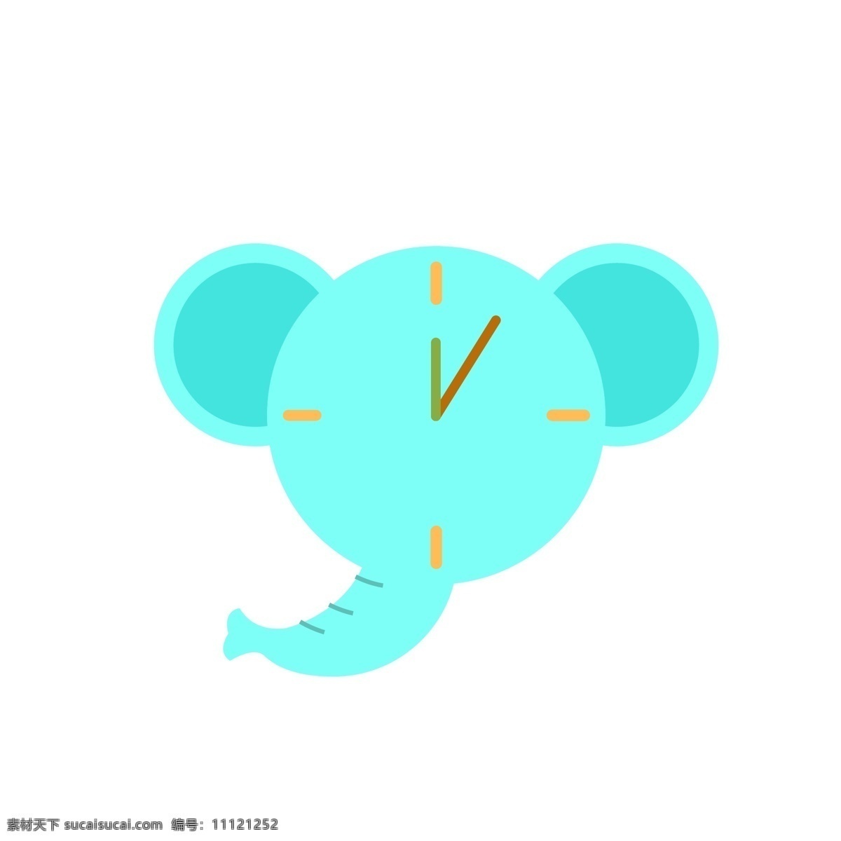 大象 时钟 矢量 元素 卡通时钟 时间管理指针 漫画时钟 蓝色 可爱