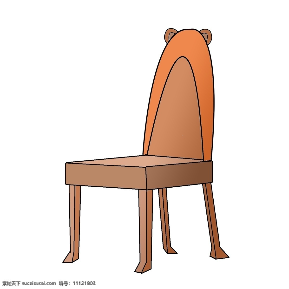 卡通 小 熊 耳朵 椅子 插画 可爱小熊椅子 实木家具家私 棕色的椅子 可爱的椅子 带靠背的椅子 儿童座椅