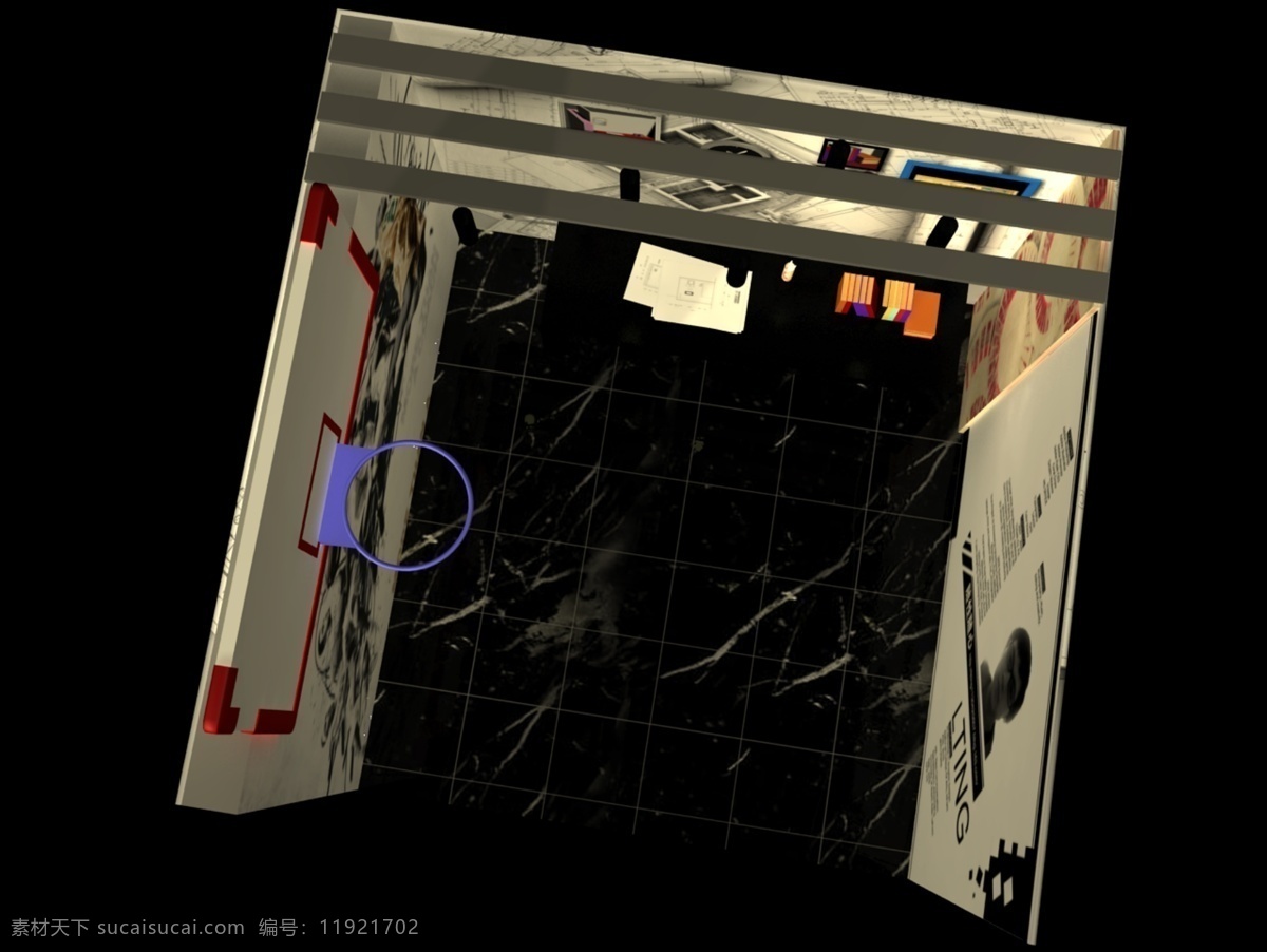 展位 3d 3d设计 标准展位 室内模型 室内设计 展位设计 上方图 3d模型素材 室内场景模型