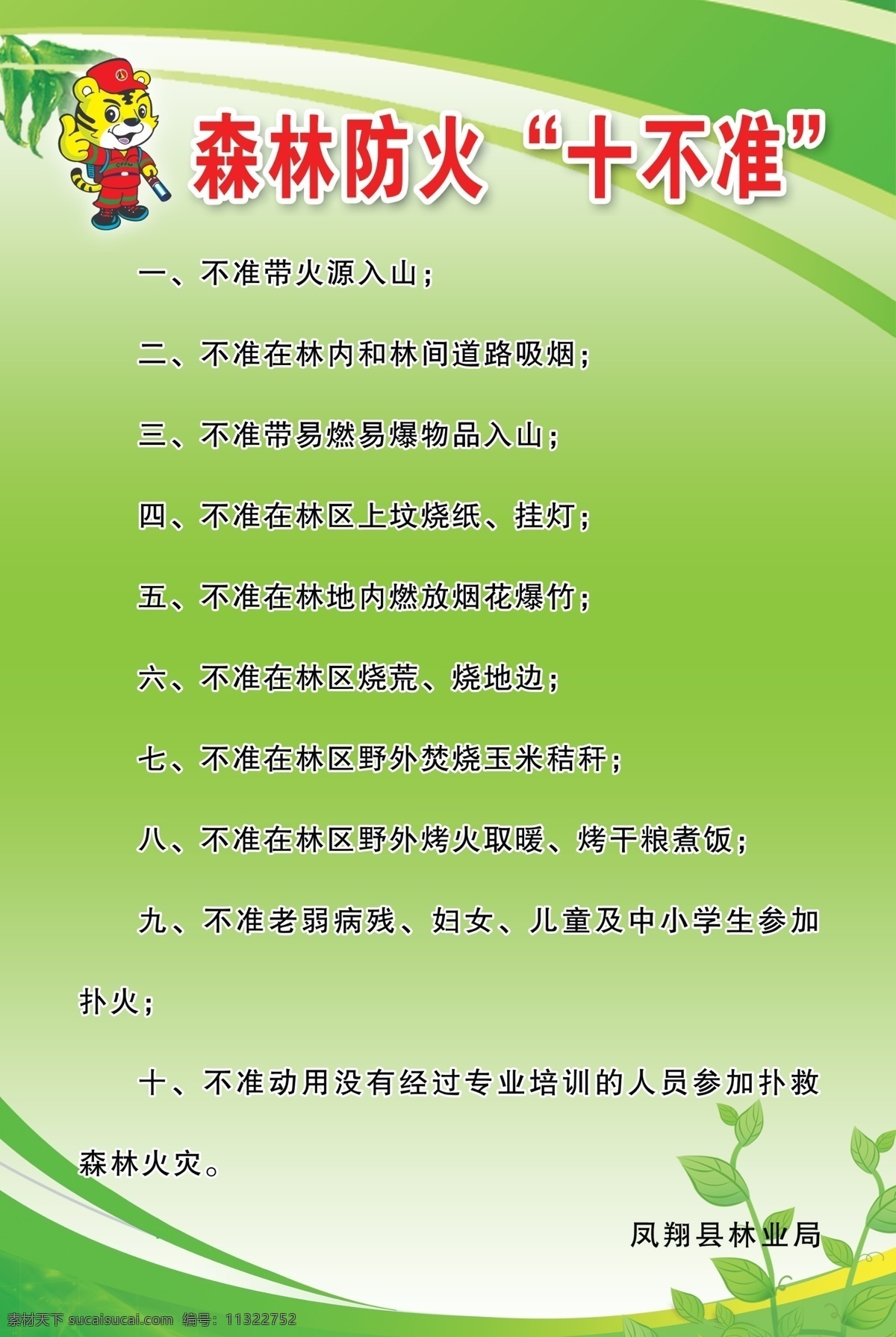 防火十不准 森林防火 绿色背景 制度 老虎 森林公安制度 分层