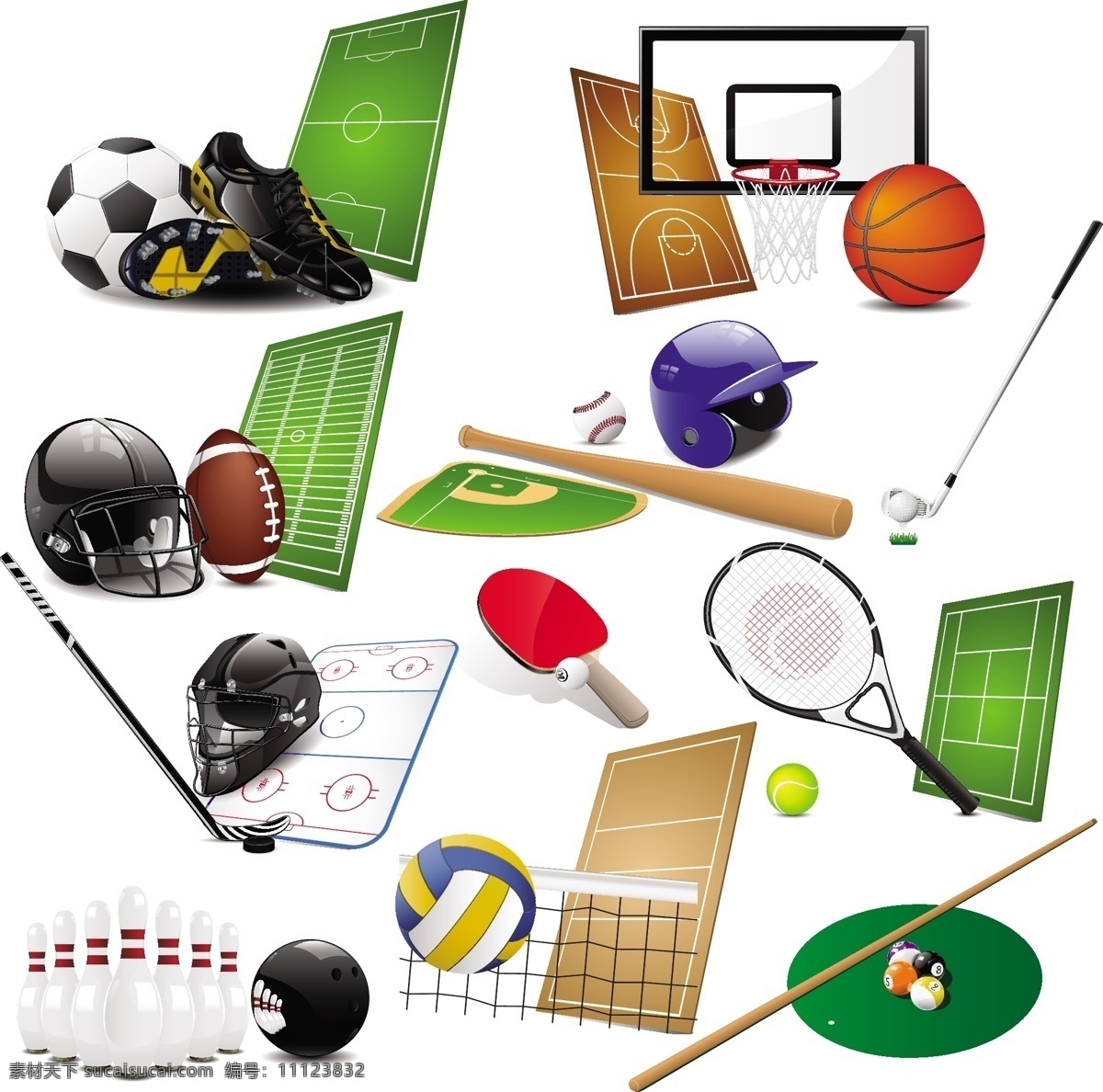 运动图示 篮球 足球 网球 桌球 曲棍球 撑竿跳 生活百科 体育用品 白色