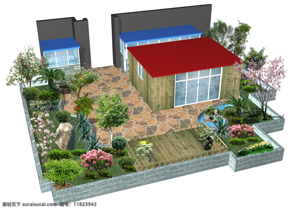 花园 景观设计 效果图 花园景观 环境设计