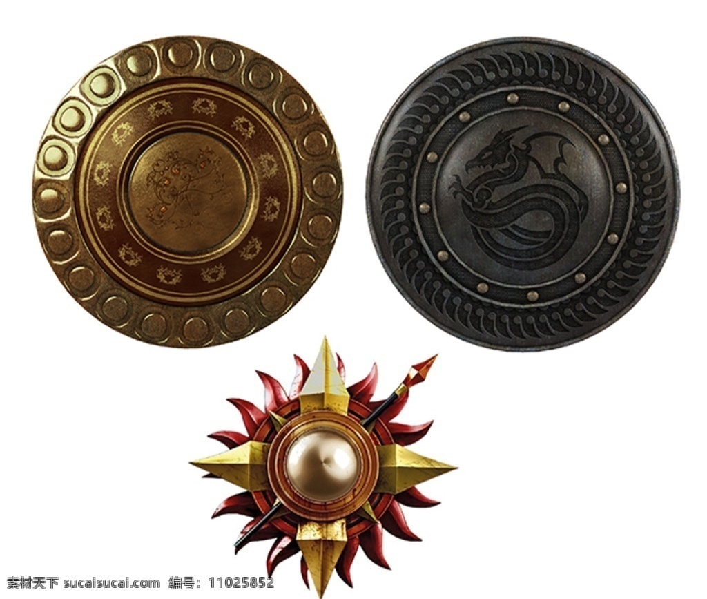 盾牌 金属盾牌 金色盾牌 青铜盾牌 太阳盾牌 3d 盾牌素材 圆形盾牌 分层