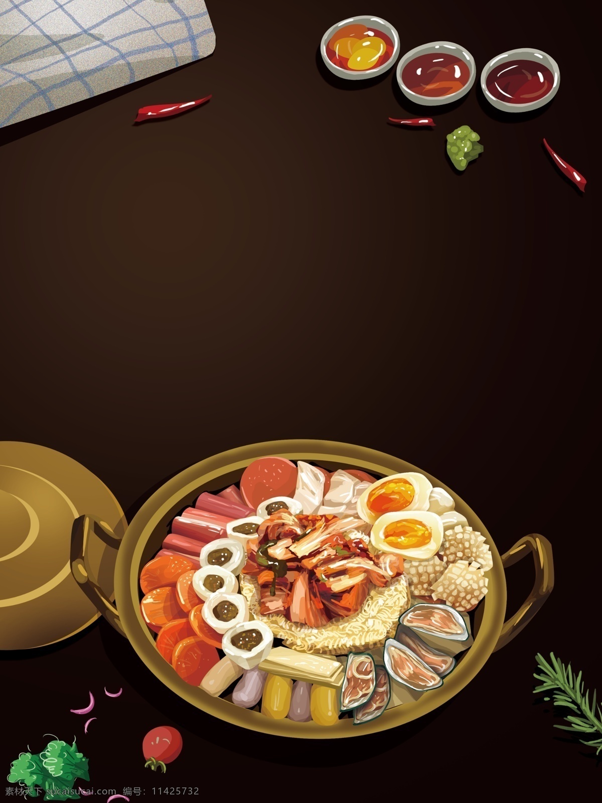 韩国 料理 海鲜 锅 插画 背景 韩国料理 海鲜锅 插画背景 通用背景 广告背景 背景素材 背景展板