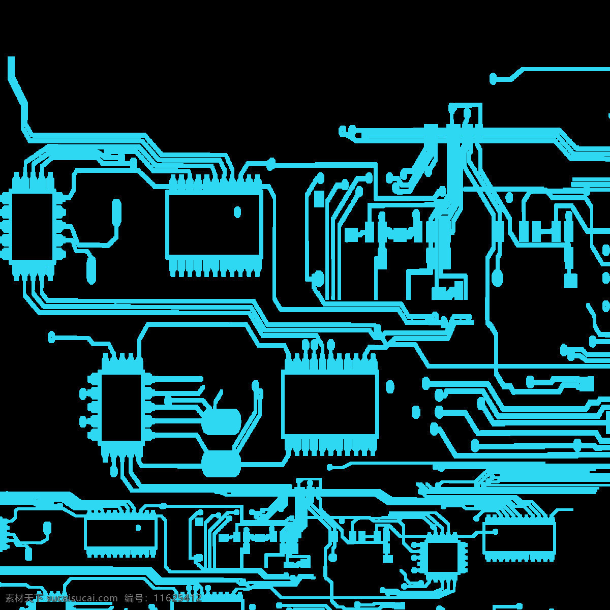 蓝色 商务 科技 电路图 元素 电路板 电子元件 科技电路图 科技感线条 电脑线路板 微型集成 装饰图案