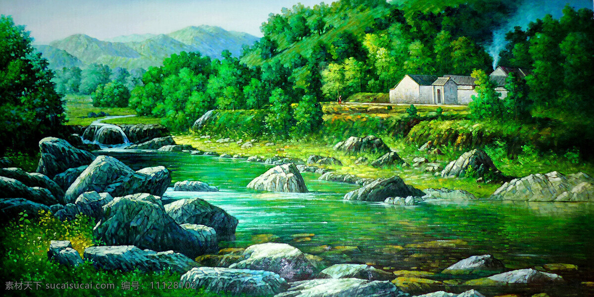 村庄 景观 油画 名画 艺术 绘画 文化艺术 艺术画 艺术品 世界名画 书画文字