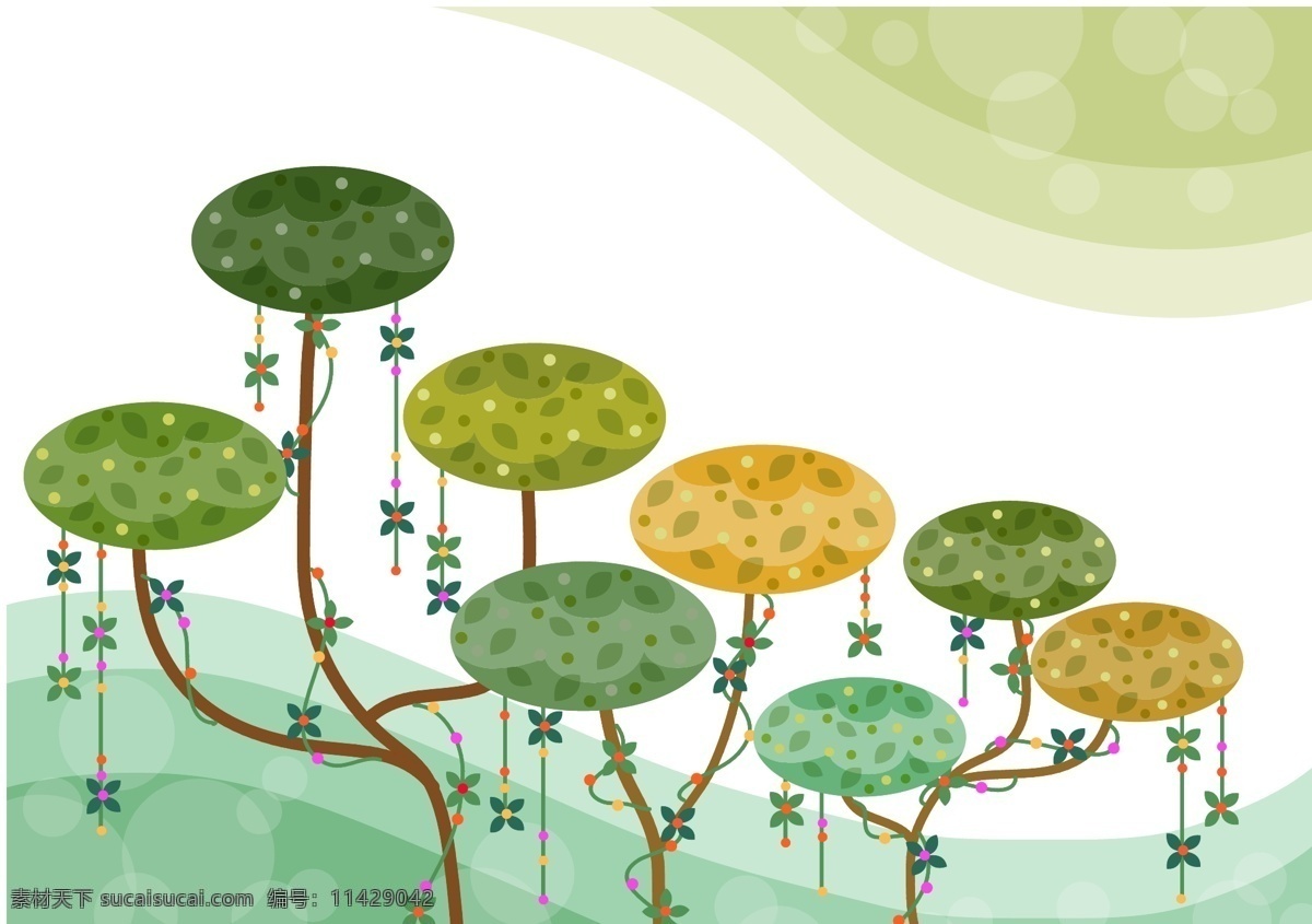抽象 花纹 矢量 花藤 绿色 矢量素材 浮萍 矢量图 其他矢量图