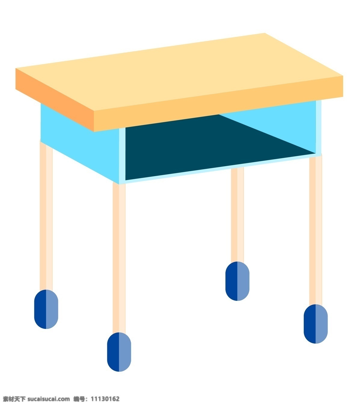 d 学习 文具 桌子 儿童 书桌 生活用品 黄色的书桌 蓝色的装饰 蓝色的柜子 卡通书桌 创意书桌