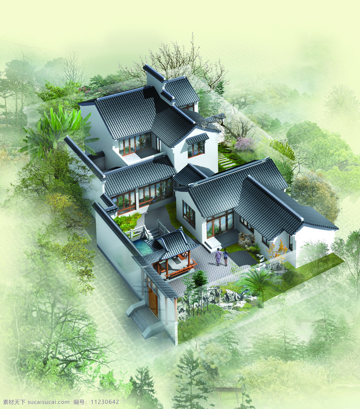 中国 古典 建筑 鸟瞰 中国古典建筑 鸟瞰图 园林景观 园艺设计 建筑设计 3d 效果图 环境家居
