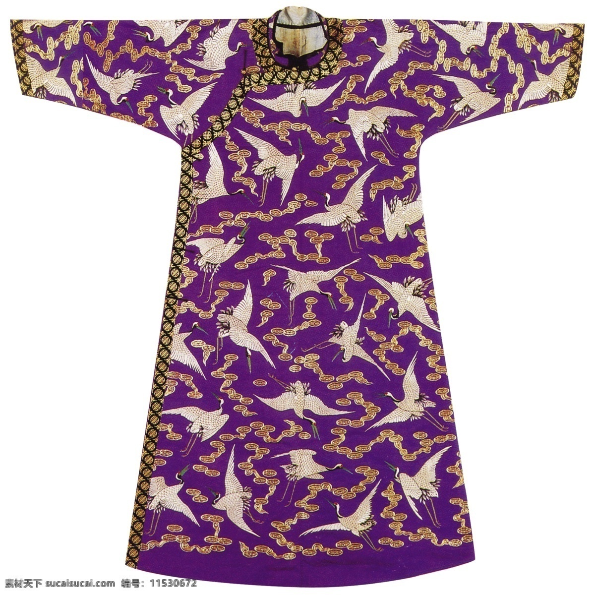 仙鹤 满身 长袍 布纹 贴图 中国风 中式 古典 花纹 图案 布纹贴图