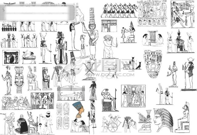 埃及免费下载 壁画 古画 生活 文字 埃及人 法老 埃及女王 矢量图 矢量人物