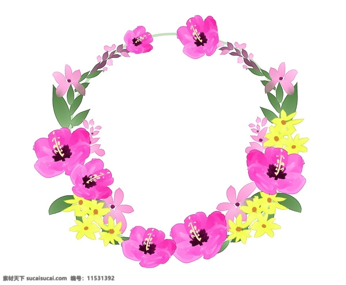 彩色 花朵 花卉 边框 插画 水彩 植物 花卉边框 小清新 花环 手绘花瓣 水彩花卉 水彩植物