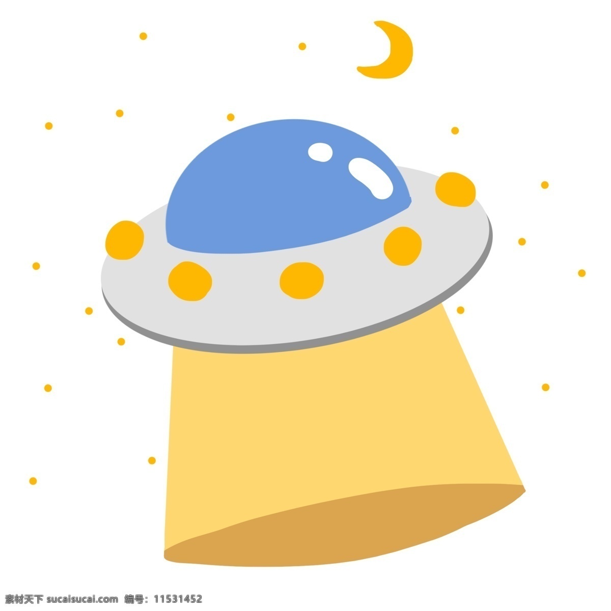 卡通 ufo 飞碟 插画 月亮 星星 宇宙 天空 卡通ufo 蓝色 插图 星球空间 宇宙空间
