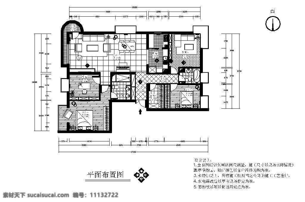 地中 海风 三室一厅 平面图 室内设计 装修 家装 餐厅 卧室 室内装饰 cad