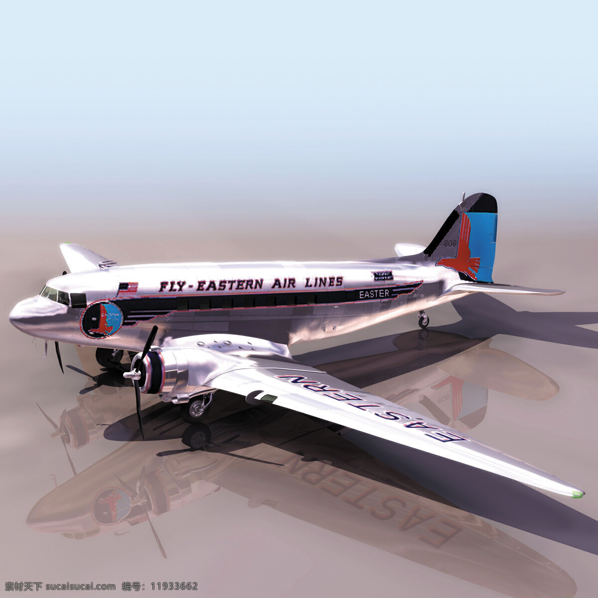 飞机模型 dc3 民用飞机 3d模型素材 电器模型