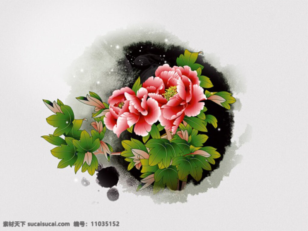 水墨 牡丹 分层 富贵花开 富贵牡丹花 富贵牡丹图 工笔画 牡丹工笔 牡丹psd