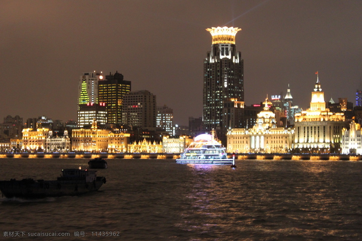 建筑 建筑景观 上海 上海滩 水波 水面 夜景 上海滩夜景 灯影 自然景观 psd源文件
