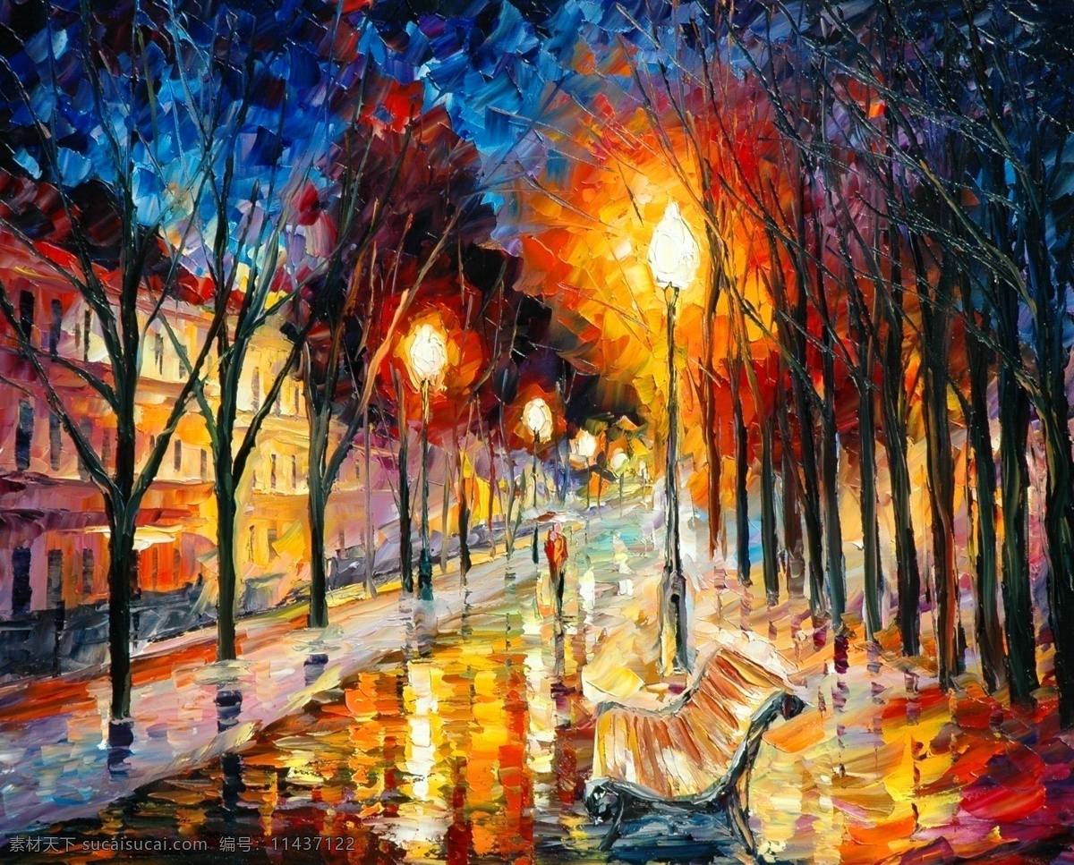 鲜艳油画 城市夜景 无框画素材 油画装饰画 高清刀油画 leonid afremov 绚丽的色彩 绚烂的油画 刀油画 铀矿画 大师级油画 装饰素材