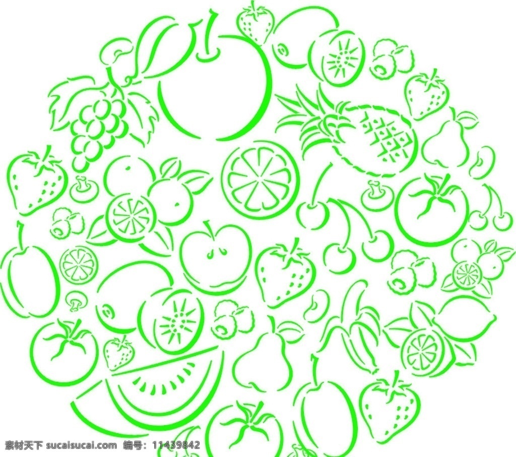 矢量水果 水果 瓜果 夏季 凉爽 西瓜 苹果 橘子 葡萄 菠萝 樱桃 草莓 香蕉 梨 其他设计 矢量