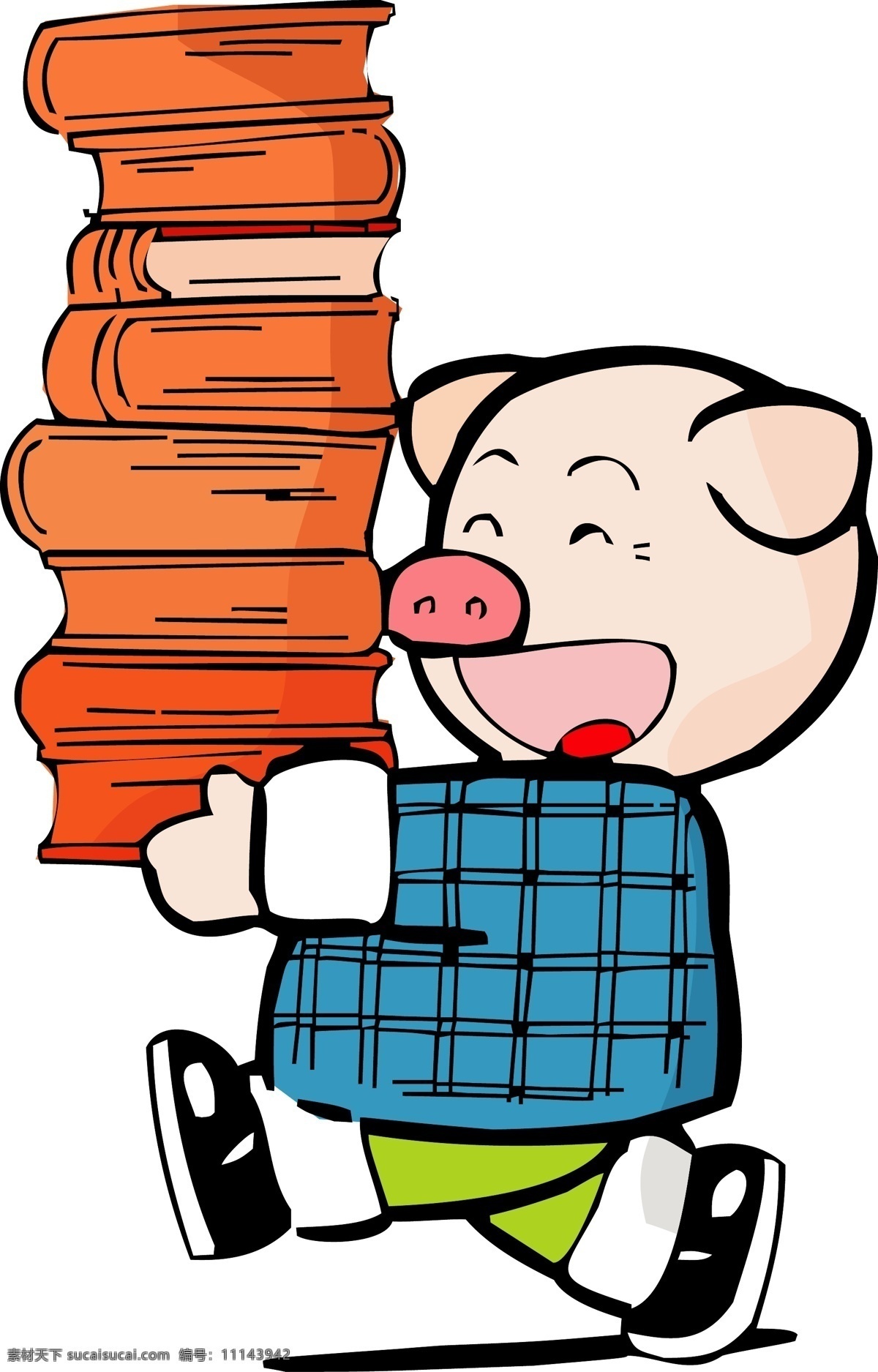 卡通 生肖 猪年 可爱 小 猪 读书 矢量图 标签cdr 卡通cdr 卡通素材 女孩卡通图 男孩卡通图 其他矢量图