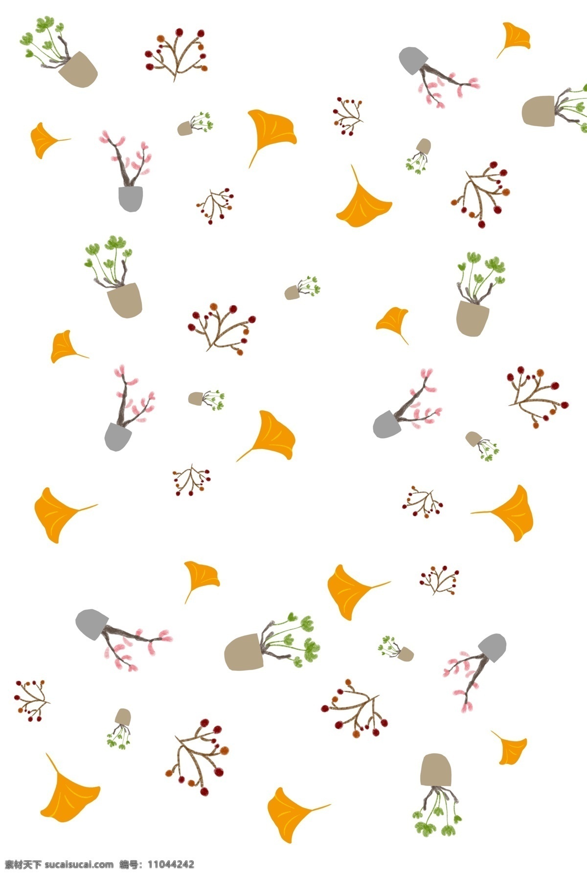 手绘 银杏叶 底纹 插画 银杏叶底纹 底纹插画 底纹插图 手绘植物 植物底纹