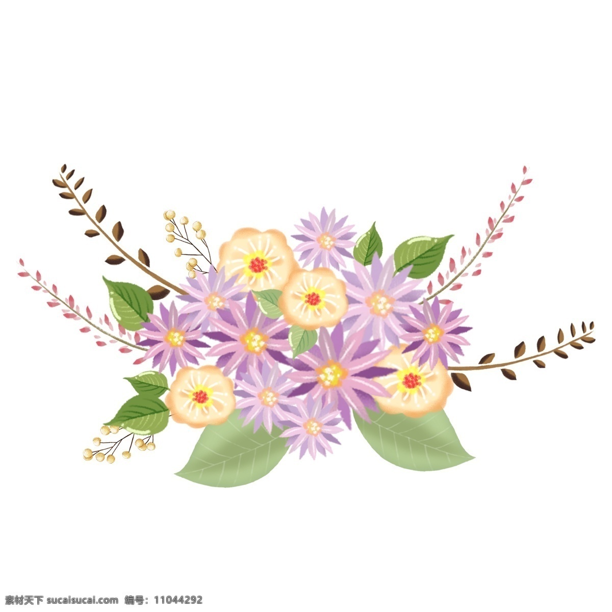 植物 手绘 花 浪漫 清新 卡通 情人节 花束 唯美 花卉 花朵 手绘花 节日 菊花