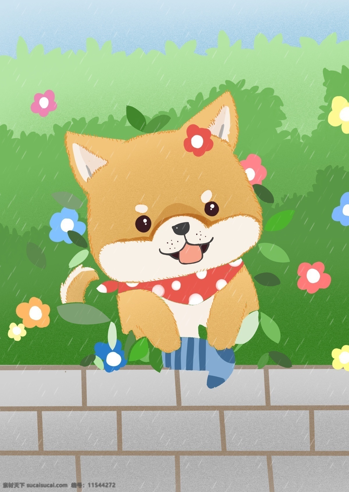 暖 心 时刻 治愈 系 萌 宠 小 动物 插画 送 袜子 柴 犬 原创 可爱 小动物 狗 柴犬 萌宠 画师漠北