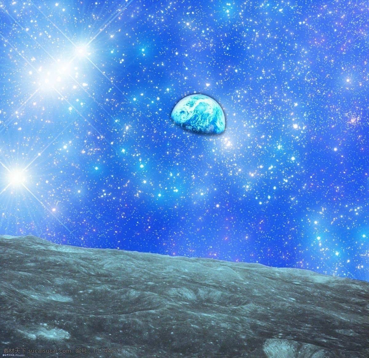 星空 宇宙 月亮 星光照亮宇宙 月光 星光照亮 分层