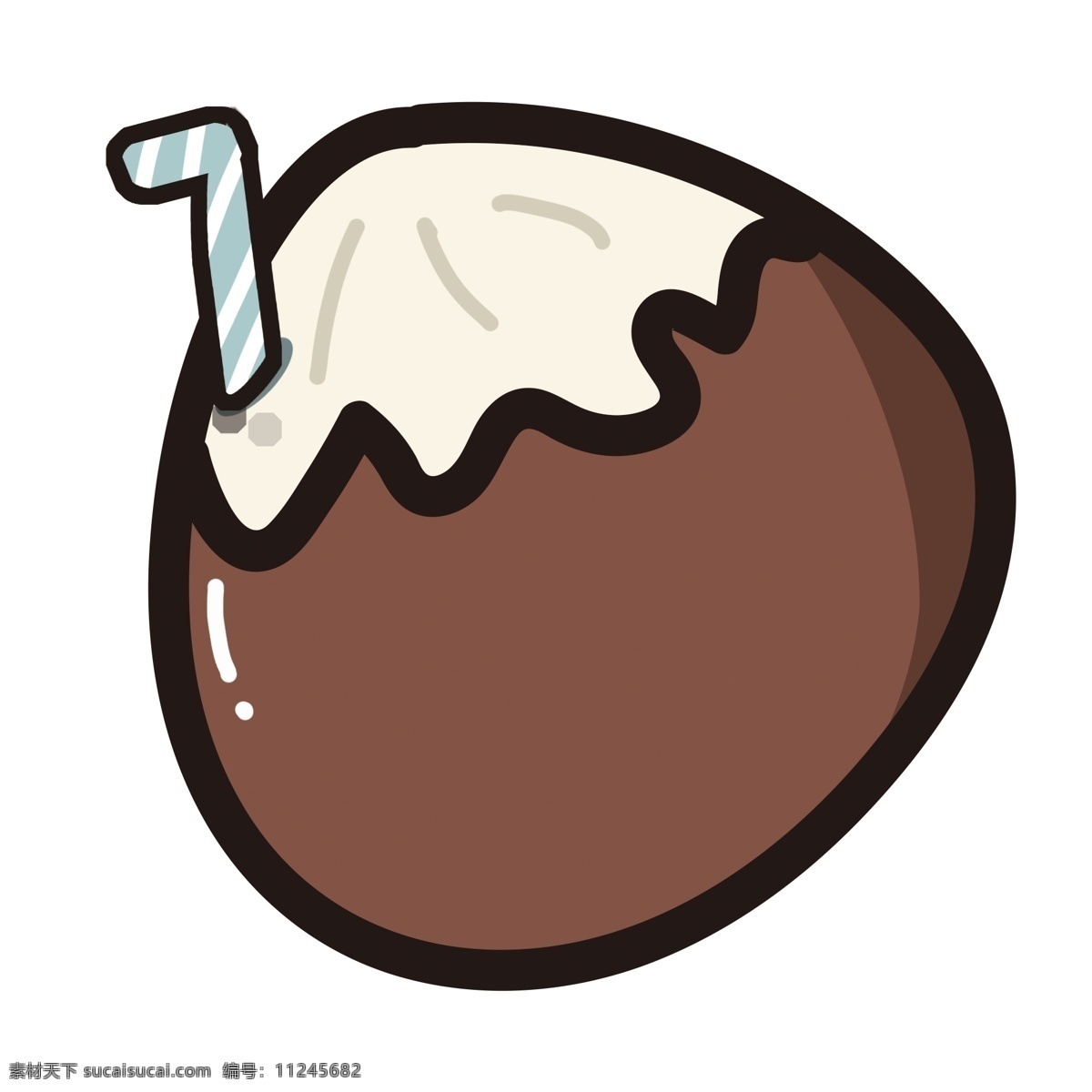 夏日 卡通 手绘 美味 椰子