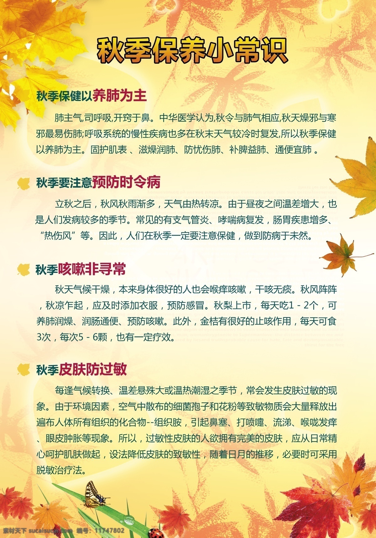 秋季 保养 小常 识 秋季保养 健康 黄色