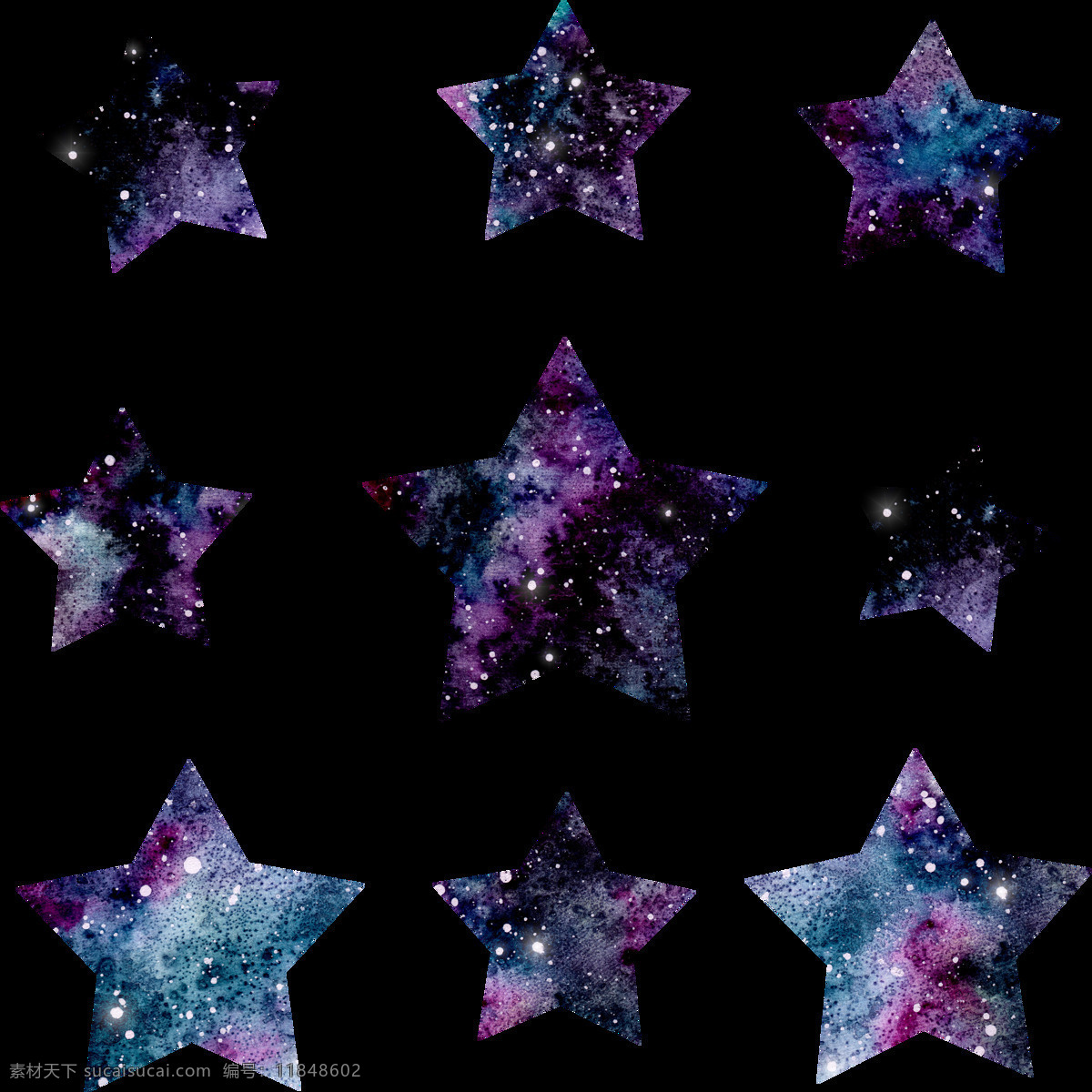 手绘 星空 下 星星 透明 渐变 蓝色 免扣素材 水彩 透明素材 装饰图案 紫色