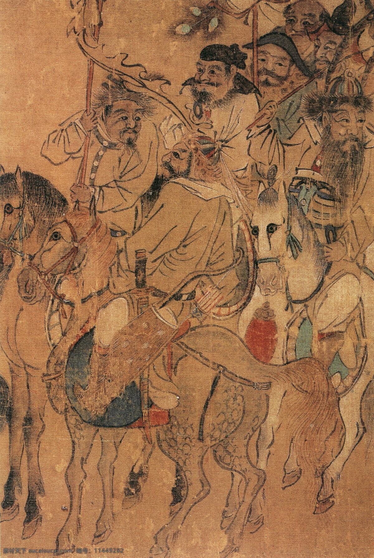 胡人出猎图d 人物画 中国 古画 中国古画 设计素材 人物名画 古典藏画 书画美术 棕色