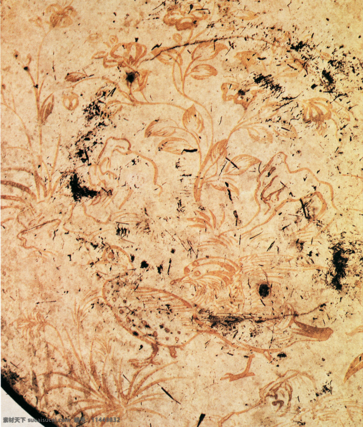 密 陀 绘 盘 设色 花鸟画 鸳鸯 图 古画 花鸟 书画真迹 鸳鸯图 密陀绘盘设色 一对鸳鸯 配以石头花草 形象写实 文化艺术