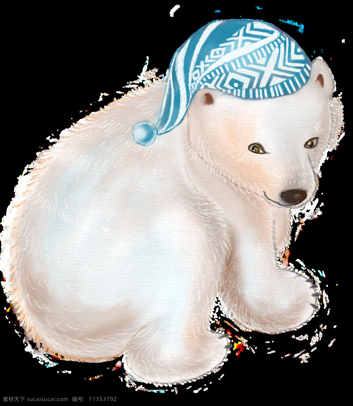 带 帽子 北极熊 卡通 透明 戴帽子 装饰 设计素材 背景素材
