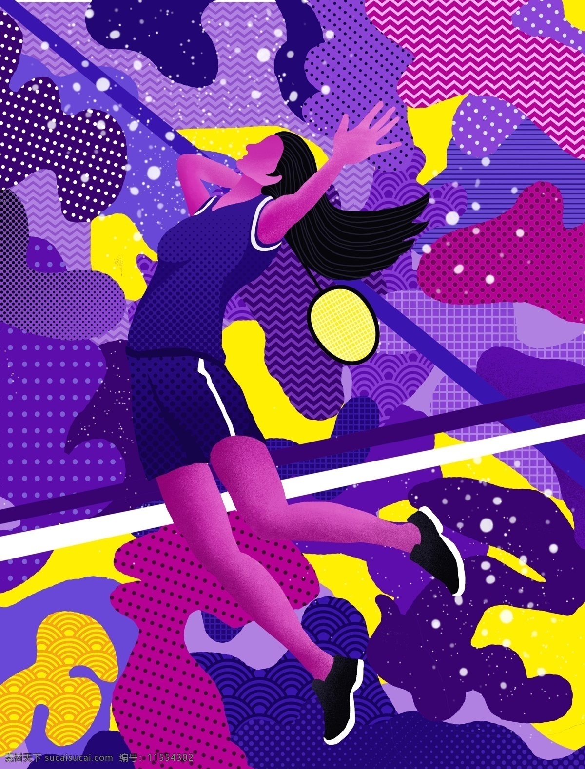 游走 梦 运动 系 网球 少女 抽象 插画 运动少女 打网球 抽象插画 抽象图像 壁纸 游走的梦 运动系插画 手机用图