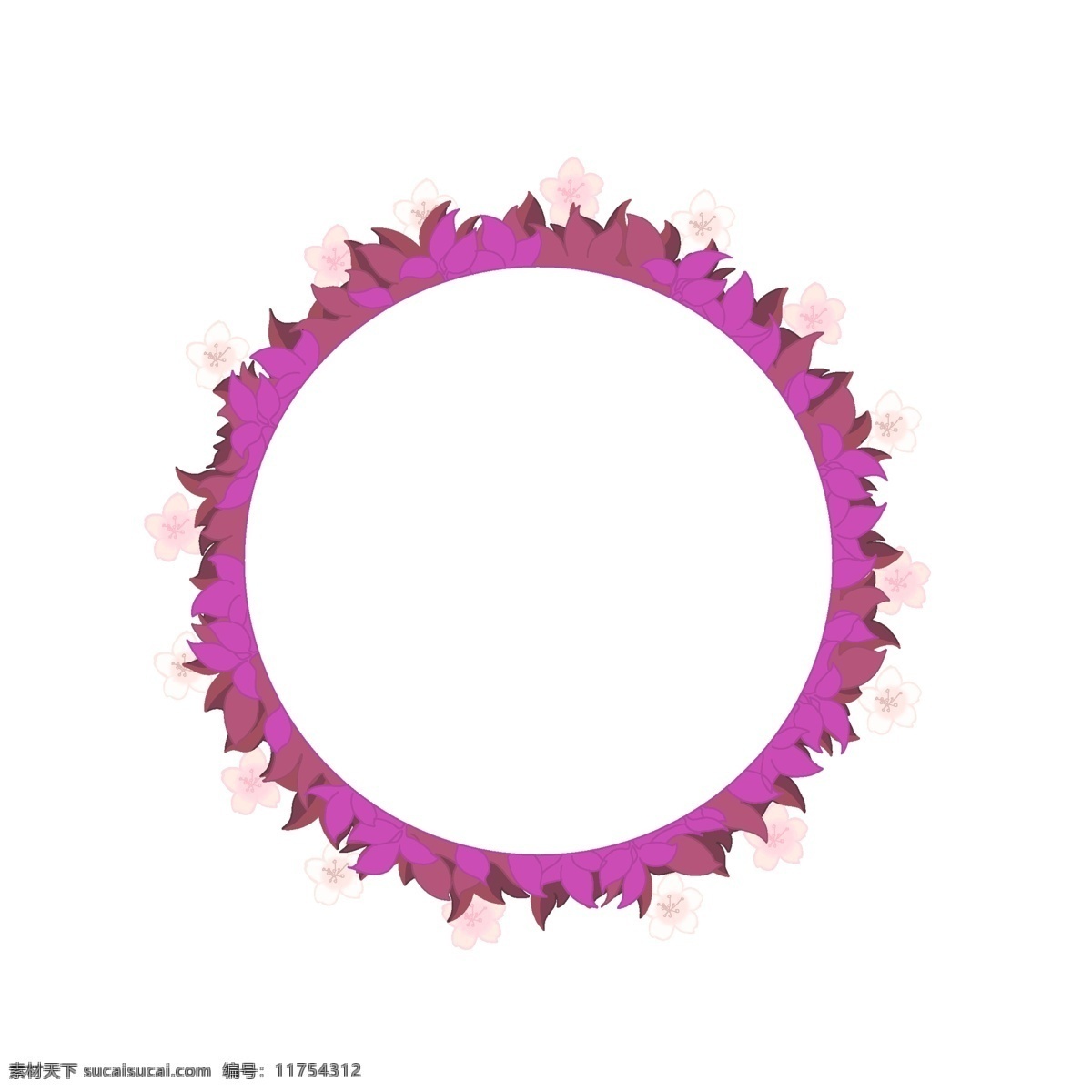 樱花 紫色 树叶 边框 樱花圈 樱花树叶边框 花圈 小清新 圆形边框 浪漫樱花 唯美的边框