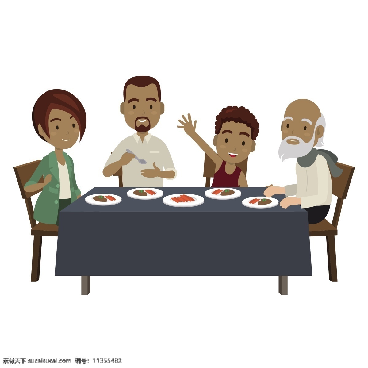 卡通 一家人 矢量 卡通家庭 家庭 家庭聚会 温馨 温馨的家庭 相亲相爱 吃饭