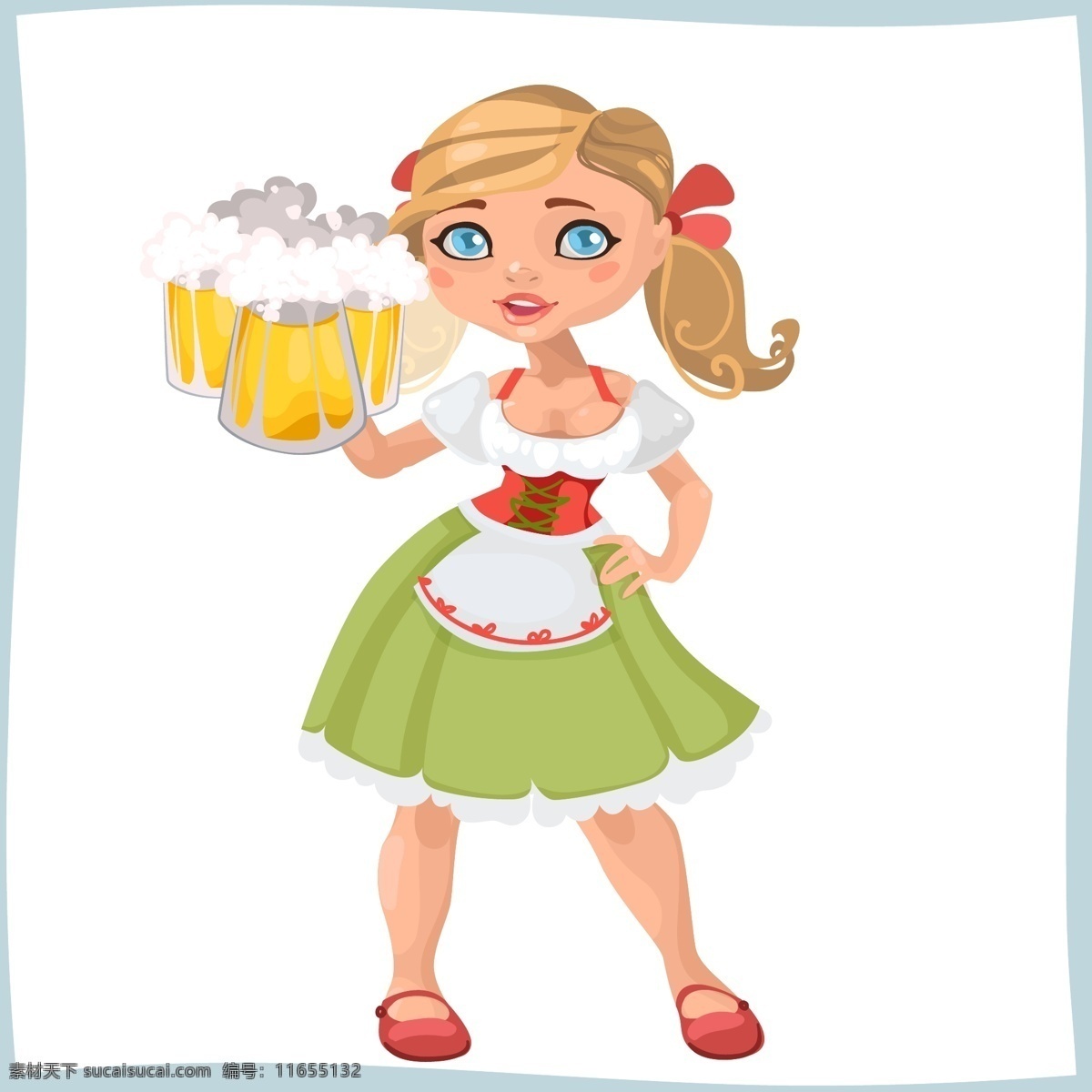 啤酒节 服务员 美女 女孩 啤酒 啤酒节广告 德国女孩 德国啤酒节 啤酒节设计 啤酒节元素 矢量图