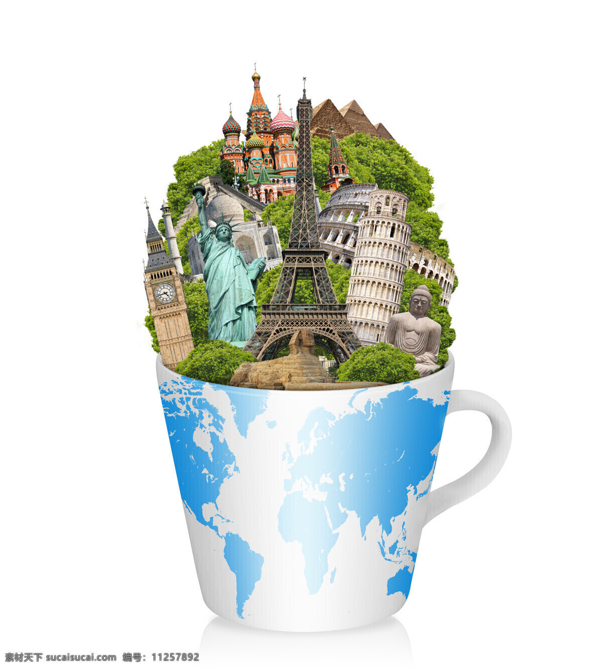 杯子 里 著名 建筑 咖啡杯 金字塔 自由女神 巴黎埃菲尔塔 世界旅行 建筑风景 世界著名建筑 风景名胜 旅游景点 其他类别 生活百科